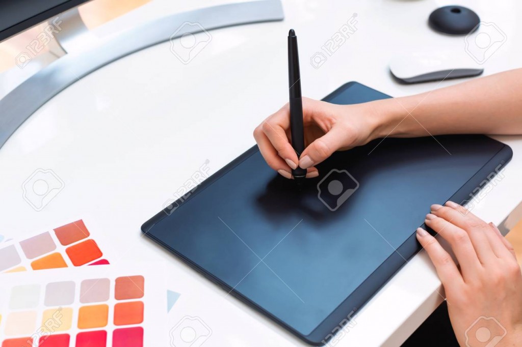 Graphic designer using her graphic tablet